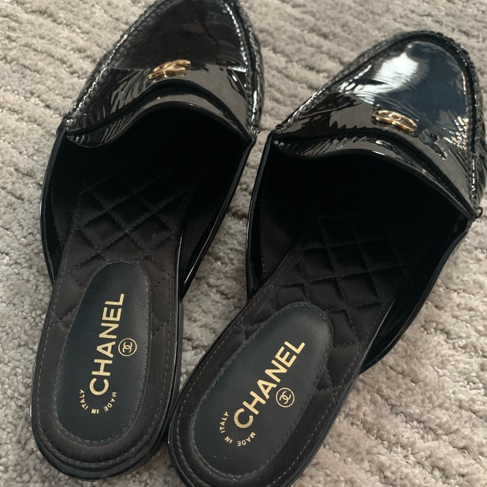 Chanel Patent Mule Slides
